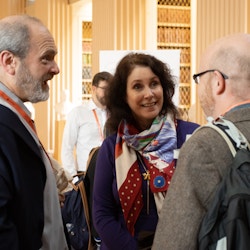 Staff mingling at the Una Europa Kaleidoscope event at University of Edinburgh.