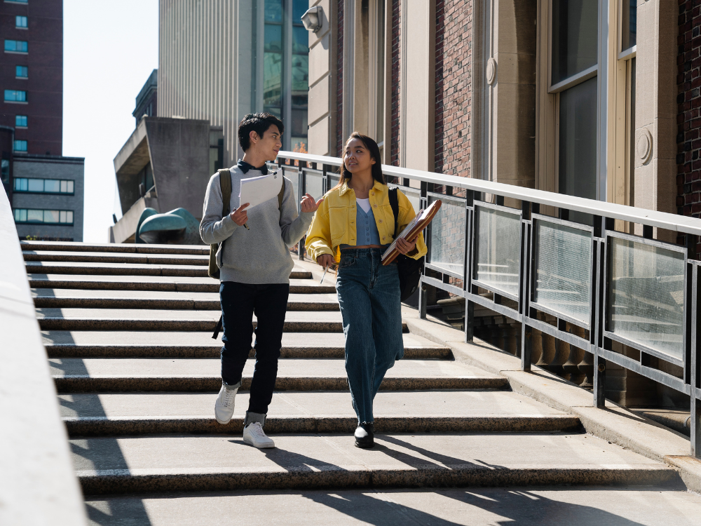 Students walking outside